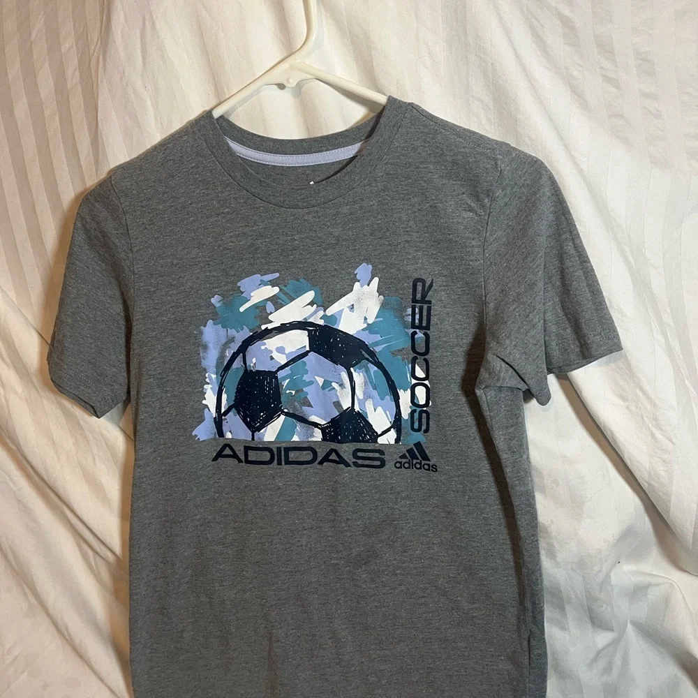 Adidas Gray Tee with Soccer Design